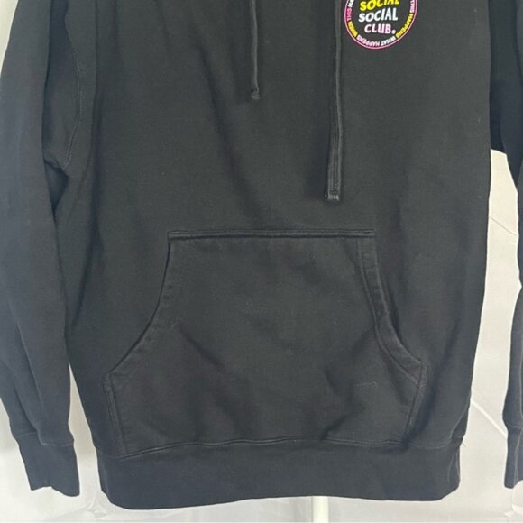 Anti Social Social Club Hoodie Sweatshirt Black w/Pink, Yellow Blue Circle Large - Picture 6 of 7